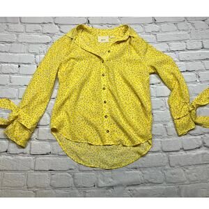 🔥SALE Maeve yellow print button up shirt size 2 A704